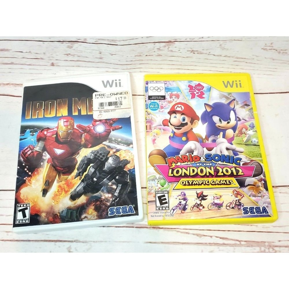 Sega Iron Man & Mario Sonic At The London 2012 Olympic Games Wii 2 Game Bundle